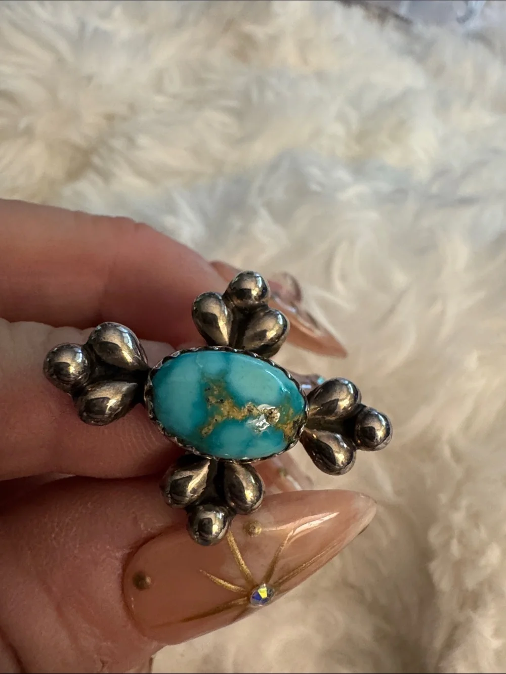 Native made signed Golden Hills 925 cross ring